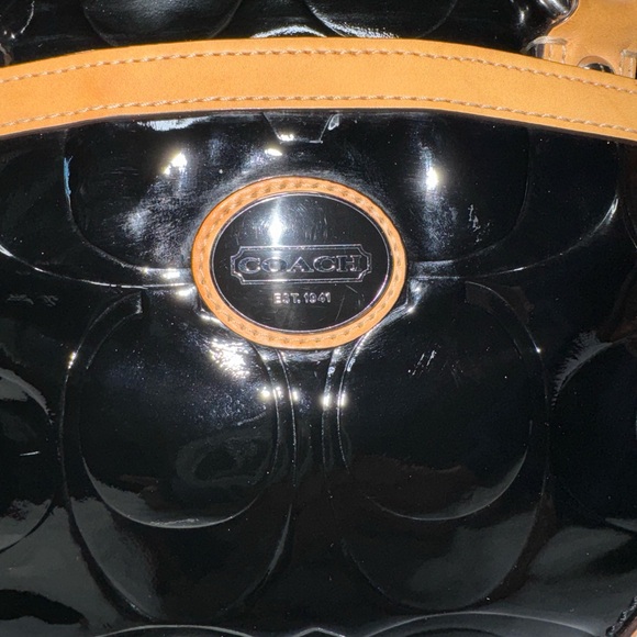 Coach Peyton Black Embossed Patent Leather with Leather trim #20065 - Picture 9 of 16